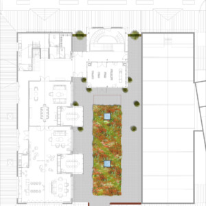 Dessin et plan de la terrasse du château Fleur cardinale.