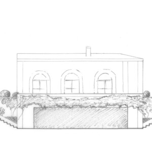 Dessin représentant la vue de Au galop avec le garage.